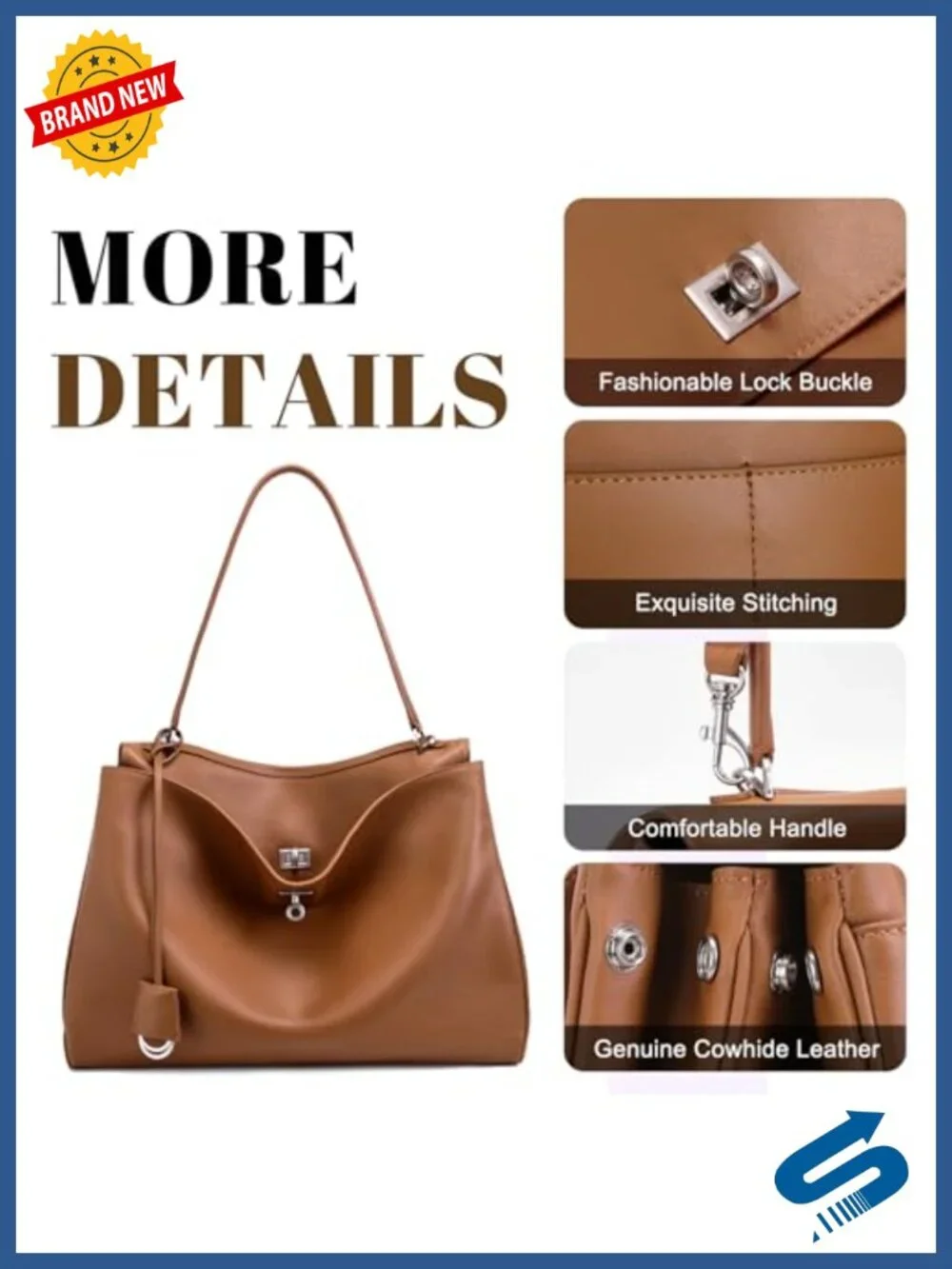 Genuine Leather Tote Bag for Women Large Capacity Work Travel Satchel